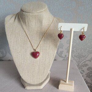 Gold Tone Red Heart Set